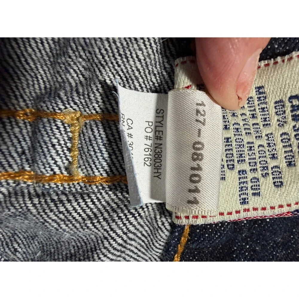 True Religion World Tour Joey Bootcut Jeans Mens 33x30 Dark Wash Flap Pocket USA